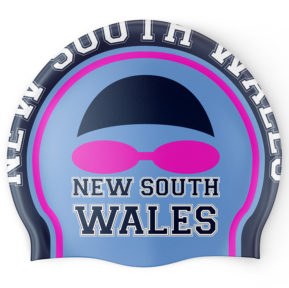 NSW Swim Cap - Blue/Pink