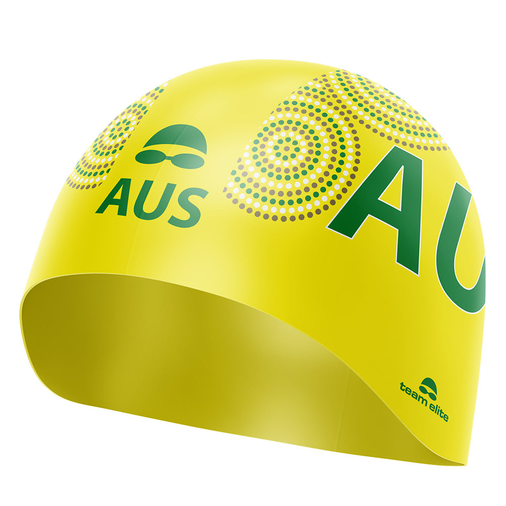 AUS Indigenous Swim Cap - Yellow/Green