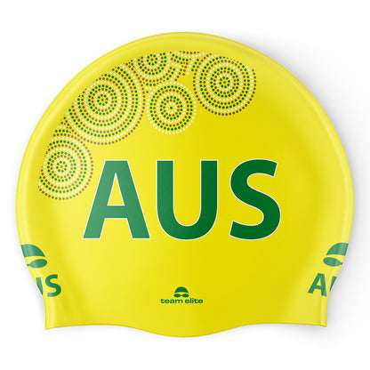 AUS Indigenous Swim Cap - Yellow/Green