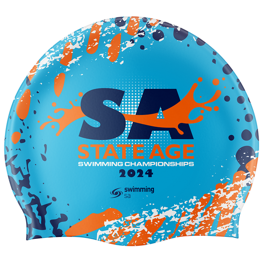 2024 SSA State Age Championships Seamless Silicone Aqua Cap