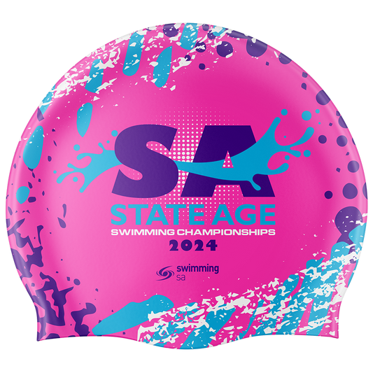 2024 SSA State Age Championships Seamless Silicone Pink Cap