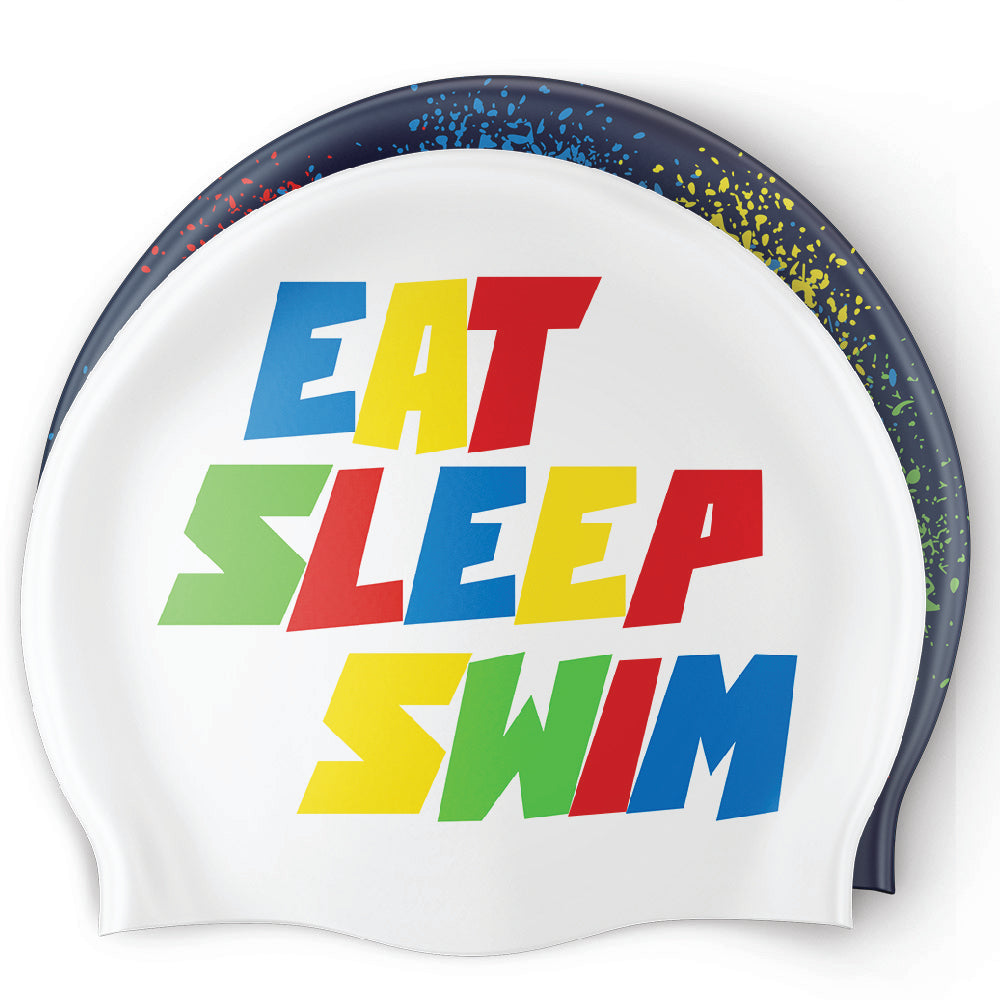 Eat Sleep Swim Graffiti Swim Cap - Reversible